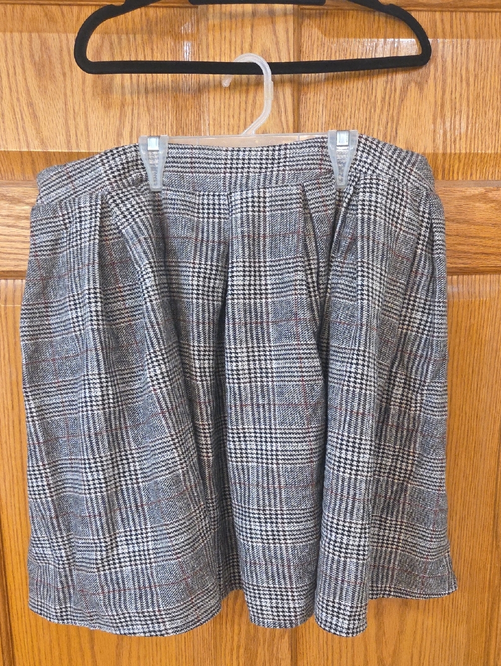 Plaid Pleated Mini Skirt in Gray and Black